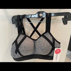 NWT Marika wire free Sports Bra charcoal size large